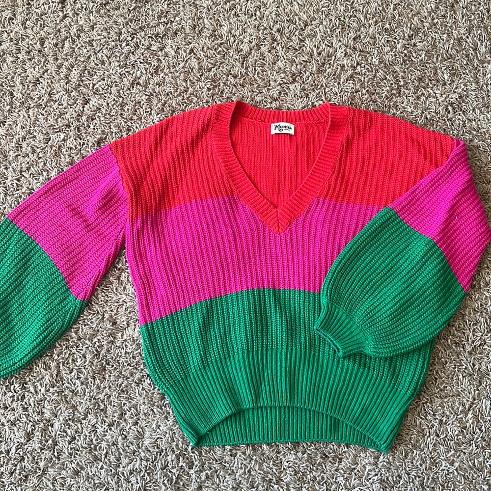 Show Me Your Mumu V-neck colorblock sweater